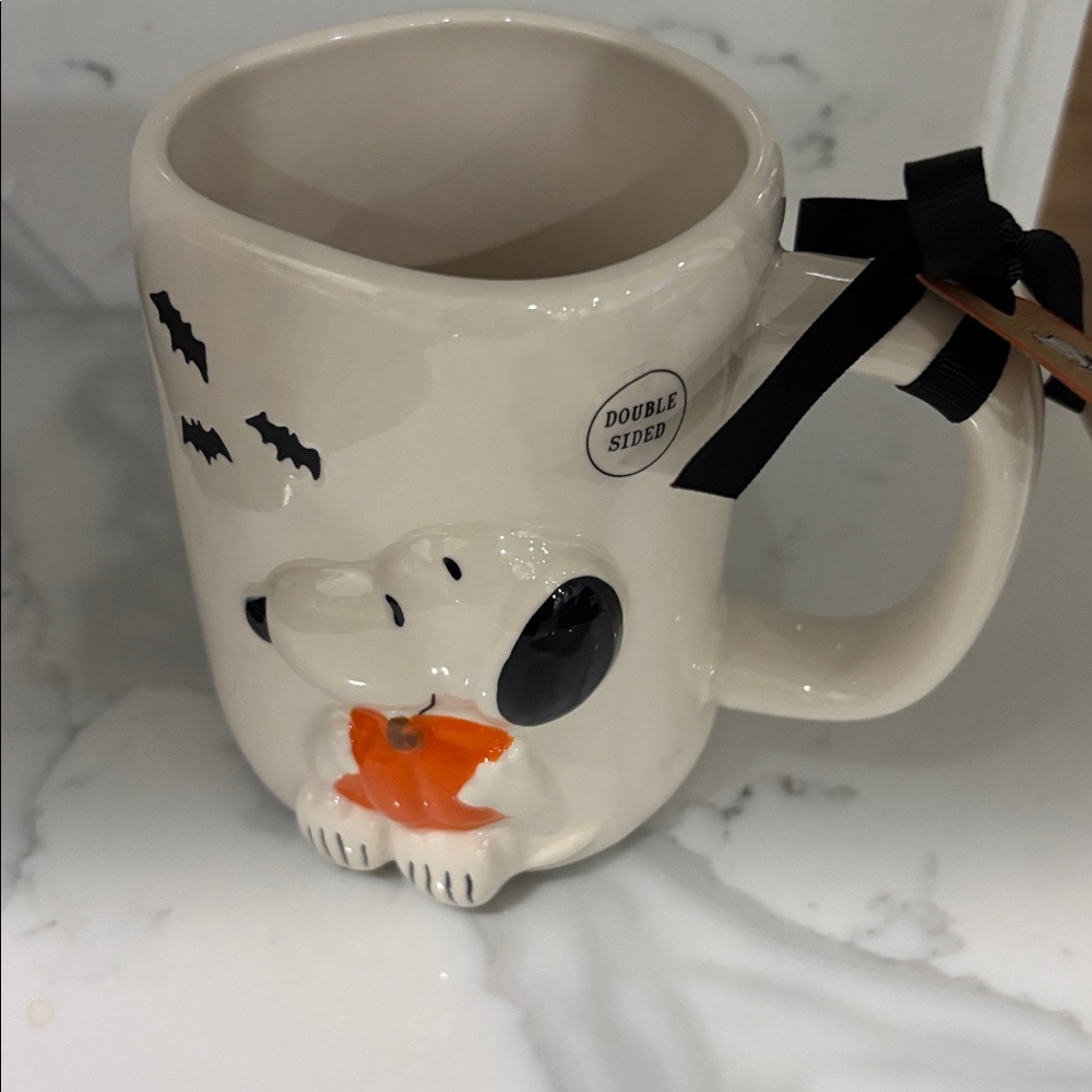 Rae Dunn Peanuts Spooky and Sweet Web Halloween Cream Halloween Mug
